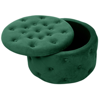 Taburet Alia cu spatiu depozitare, tapitat cu velur, 55x30 cm, verde