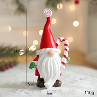 Ornament de Craciun din Rasina pentru Decor, Flippy, Model Spiridus, Decoratiune de Birou pentru Craciun, 14.5 x 7 x 5 cm, Rosu Alb