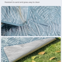 SONGMICS Patura picnic impermeabila 200x200 cm, cu ancore de fixare, pliabila, lavabila, multistrat, albastru cu model frunze