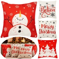 Set 4 fete de perna decorative, 40x40 cm, motive de Craciun, rosu alb