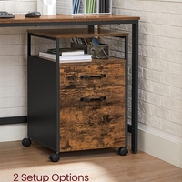 VASAGLE Dulap mobil tip rollbox pentru birouri, cu 2 sertare, stil industrial, 44x42x67cm, maro rustic