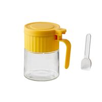 Recipient Condimente, Vafy, din Stilca, 180 ml, cu Maner si Lingurita, 10.6 x 7 x 7 cm, Capac Mat, Galben