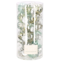 Set globuri de Craciun Inedit, 24 bucati, 5cm, transparente si verde