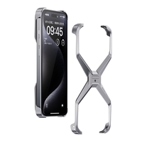 Husa Armor X Compatibila cu iPhone 15 Pro Max, Vafy, Aliaj de Aluminiu, Antisoc, Antizgarieturi, Impermeabila, Margini cu 2 Straturi, Aderent, Montare Usoara, Surubelnita Inclusa, Gri Metalizat