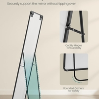 SONGMICS Oglinda podea 160x50 cm, sticla securizata, cadru aluminiu, negru