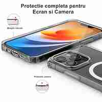 Husa de protectie Vafy compatibila cu Apple iPhone 15, MagSafe Blister, gaura mare camera, transparenta