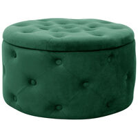 Taburet Alia cu spatiu depozitare, tapitat cu velur, 55x30 cm, verde