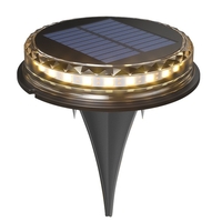 Lampa solara LED Set 4 Bucati, Flippy, Tip Spot pentru Gradina, 8 LED-uri, ABS si Policarbonat, Baterie 1.2V, 600mah, 12 x 13.5 cm, Lumina Alba Cald, Negru/Auriu
