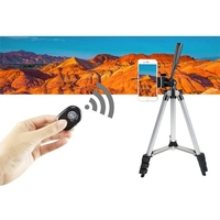 Set stativ foto trepied universal din aluminiu cu telecomanda bluetooth, 34–103 cm