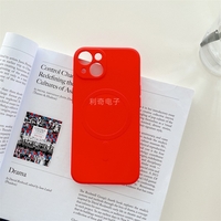 Husa protectie Vafy compatibila cu iPhone 14 Pro Max, Liquid MagSafe, ring-shaped, magnetica, Rosu