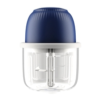 Tocator Electric pentru Bucatarie, Flippy, Model Presa Electrica pentru Legume Fructe Carne Umpluturi Sosuri, Otel Inoxidabil, 14 x 10.5 x 10.5 cm, 350 ml, Albastru Inchis