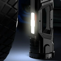 Lanterna LED, Vafy, Incarcare USB, Autonomie 8-24h, 2 Surse de Lumina, Principal si Lateral, Raza Maxima 100-200 m, COB, 5W, 23 x 10 x 10 cm, Negru