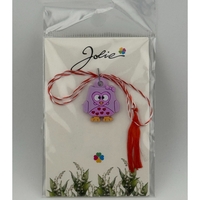 Martisor pentru Copii, Jolie, Material Cauciuc, Ambalaj Carton cu Design, Multicolor, Model Bufnita
