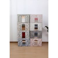 Cutie Depozitare, Vafy, 66L, din Material Textil, 50 x 40 x 33 cm, pentru Haine si Lenjerii, Model Floare de Prun, Roz