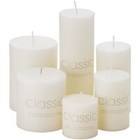 Lumanare Decorativa, Flippy, din Parafina, Cilindrica, Fara Fum si Fara Parfum, 7 x 7 cm, 260 g, Ardere 36h, Ivory Alb