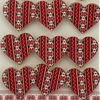 Set 12 Brose Martisor Primavara, Jolie, Model Inima Rosie cu Motiv Traditional, Rosu