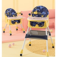 Scaun de Masa 2in1, Flippy, pentru Copii de la 6 luni - 5 Ani, Inaltime Reglabila, Centura in 5 Puncte, Tava de Masa, Roti cu Frana, Cos Depozitare, Jucarie Inclusa, 94 x 78 x 60 cm, Albastru/Galben