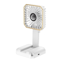 Ventilator Portabil, Vafy, de Gat, de Birou, Suport Telefon, 14 x 7 cm, Incarcare USB, din ABS, 3 Viteze, Alb