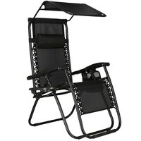 Sezlong pliabil SERSIMO GC3, Relax Zero Gravity cu parasolar, 175cm, negru
