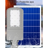 Lampa solara stradala Flippy, IP65, senzor de lumina, 60 LED-uri SMD, 2250 lm, panou 25W, putere 200W, autonomie 12-16 ore, telecomanda, montare prin fixare, pentru strada sau gradina, finisaj mat, material ABS, 51.5 x 21 x 7.5, gri