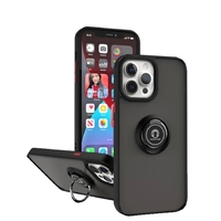 Husa Anti Fall Metal Bracket pentru Apple iPhone 14 Pro Max, Rezistenta la socuri, Margini colorate, Cu inel de prindere magnetic, Vafy, Negru