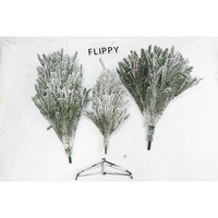 Brad Artificial de Craciun, Flippy, 1.8 m inaltime, Verde, Pulverizat alb-tip zapada, Diametru inferior 110 cm, Interior/ Exterior