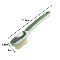 Perie Multifunctionala 2 in 1, Flippy, Perie Densa/Perie din Piele de Caprioara, cu Recipient Lichid, Maner Lung, 20.1x 4.3 x 5 cm, Verde