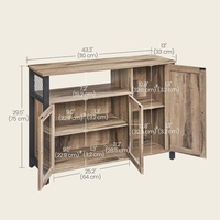 VASAGLE Dulap de depozitare tip bufet, cu 3 usi, stil industrial, 110x33x75cm, maro camel