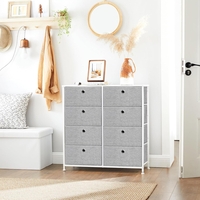 SONGMICS Comoda cu 8 sertare din material textil, cadru metalic si blat MDF, 80x30x81 cm, gri si alb