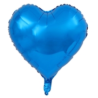 Set 3 Baloane din Folie Metalizata, Flippy, Figurina Inima, Tema Ziua Indragostitilor, 45 cm, Ambalaj Individual, Pai Inclus, Umflare cu Aer sau Heliu, Albastru/Argintiu