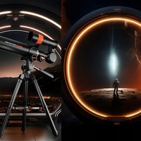 Telescop pentru copii cu stativ si 2 oculare pentru observarea cerului, 46x43x33 cm, negru