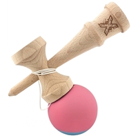 Kendama X Originala, Profesionala, Flippy, din Lemn, 18 cm, Rubber Grip, Roz/Gri