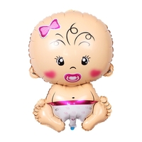 Balon din Folie Metalizata, Vafy, Figurina Fetita, Tema Botez, 73x48 cm, Ambalaj Individual, Pai Inclus, Umflare cu Aer sau Heliu, Roz