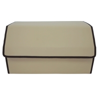 Cutie de Depozitare Auto, Flippy, Organizator Premium Portbagaj, Geanta Multifunctionala din Piele Ecologica, 2 Compartimente Depozitare, Pliabil si Rezistent la Uzura, Bej, 55 x 30 x 30cm