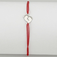 Bratara Argint 925 pentru Dama, Jolie, Model Picioruse, Martisor Bratara de 1 Martie, Pandativ Argintiu cu Snur Rosu