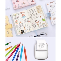 Mini Imprimanta Foto Portabila, Flippy, Incarcare USB, Bluetooth, Model Ursulet, 12 x 9 x 5 cm, Alb Roz