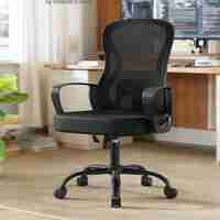SONGMICS Scaun de birou ergonomic, spatar mesh cu suport lombar, reglabil pe inaltime, baza metalica, 60x60x106 cm, negru