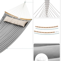 SONGMICS Hamac dublu cu bare curbate din bambus, perna inclusa, maxim 225 kg, 200x140 cm, gri