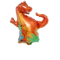 Set 5 Baloane Folie Metalizata, Flippy, Figurine Dinozauri, 30 cm, Ambalaj Individual, Pai inclus, Umflare cu Aer sau Heliu, Multicolor