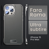 Husa pentru iPhone 15 Pro Max, husa de protectie pentru telefon, Vafy, Design Modern fara margini, din Piele PU, Subtire, Gri