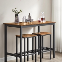 VASAGLE Set masa de bar cu 2 scaune, cadru din otel, blat lemn, stil industrial, 120x60x90cm, maro rustic