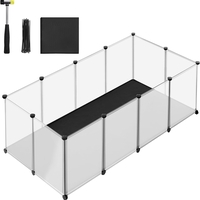 SONGMICS Tarc animale mici modular cu placi de baza si covoras impermeabil, 143x73x46 cm, transparent