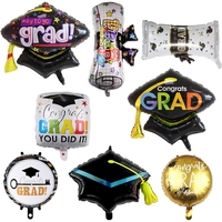 Balon din Folie Metalizata, Flippy, Figurina, Model Toca Congrats Grad, Tematica Absolvire, 66x66 cm, Ambalaj Individual, Pai Inclus, Umflare cu Aer sau Heliu, Negru