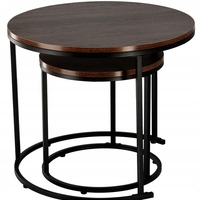 Set 2 mese pentru cafea, cadru otel, blat MDF, 60x60x50 cm si 40x40x40 cm, maro