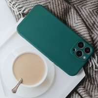 Husa pentru Apple iPhone 14 Plus Vafy, Liquid Silicone, cu Microfibra pe interior, Protectie Antisoc, Dark Green, Verde inchis
