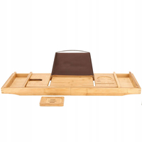 Raft cu tava pentru cada din bambus natural Sersimo 1024, extensibila, 75-110x23cm