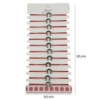 Bratara Martisor pentru Dama, Jolie, Model Potcoava, Set 12 bucati, Pandativ Argintiu din Inox cu Snur Rosu Ajustabil