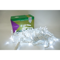 Instalatie de Craciun Vafy® Tip Franjuri cu Flash, IP65, Sectiune 5 m, 120 LED-uri, Interconectabila, Fir Alb, Alb Rece, Atentie! Nu contine Alimentator