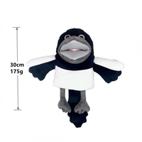 Papusa de Mana pentru Teatru de Papusi, Flippy, din Plus, 30 cm, Model Pasare, Alb/Negru