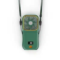 Ventilator Portabil Vafy, 3 in 1, de Mana, de Gat, de Birou, 16.7 x 8 x 1.9 cm, 3 Trepte de Viteza, Incarcare USB, Pliabil, Afisaj Digital, Suport Telefon, Verde